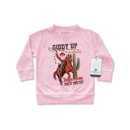Giddy Up Jingle Horse - Western Infant Long Sleeve Christmas Pullover Shirt