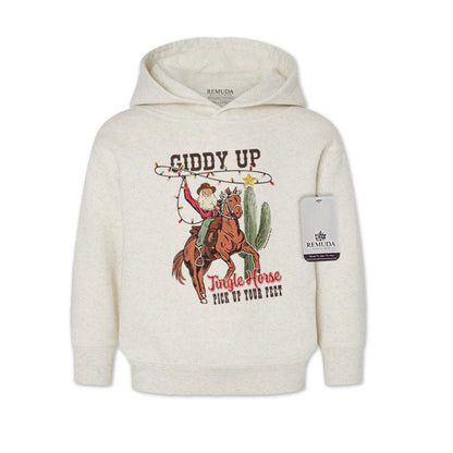 Giddy Up Jingle Horse - Toddler Kids Western Christmas Pullover Hoodie