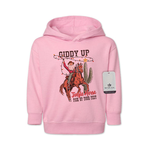 Giddy Up Jingle Horse - Toddler Kids Western Christmas Pullover Hoodie