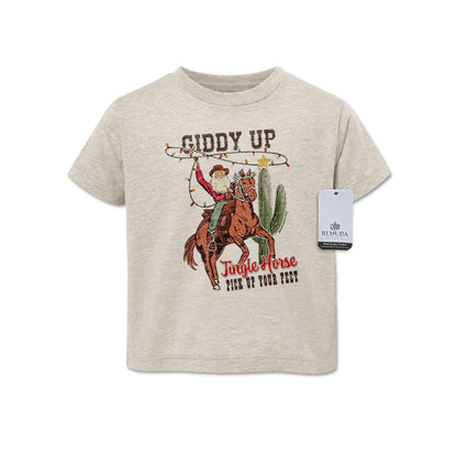 Giddy Up Jingle Horse - Western Toddler Christmas Tee T-Shirt