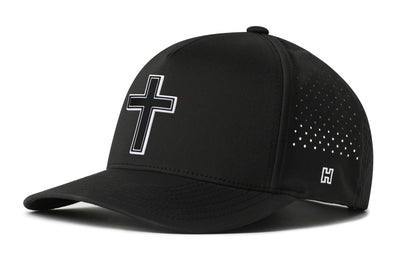 Cross Performance 5-Panel Hat  |  Black PVC Christian Flexfit® Snapback