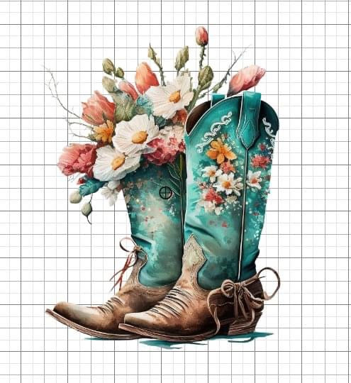 Turquoise Cowgirl Boots sublimation transfer paper