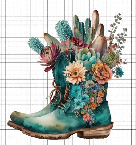 Turquoise Cowgirl Boots sublimation transfer paper