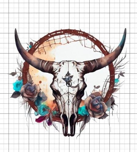 Bull skull Western sublimation transfer Paper