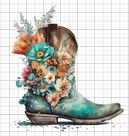 Turquoise Cowgirl Boots sublimation transfer paper