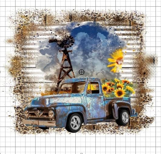 Western truck sunflowers sublimation transfer paper
