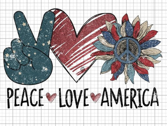 Peace love America sublimation transfer