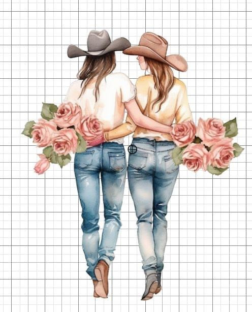 Best friends Cowgirls Western sublimation transfer Paper