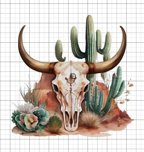 Bull skull Western sublimation transfer Paper