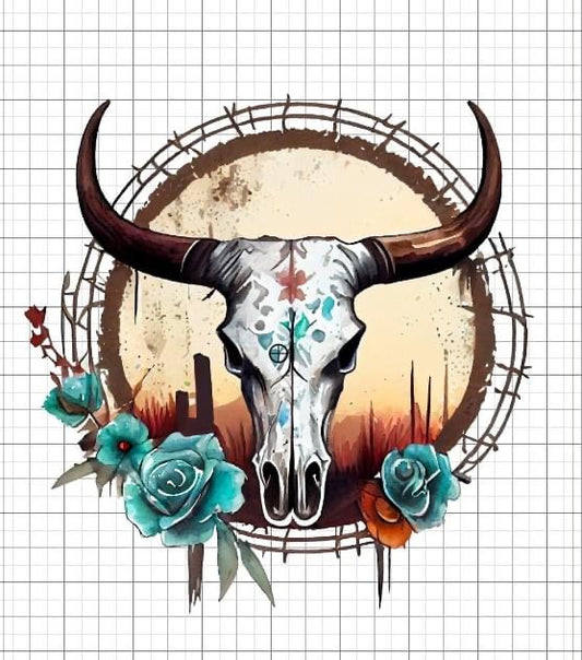 Bull skull Western sublimation transfer Paper