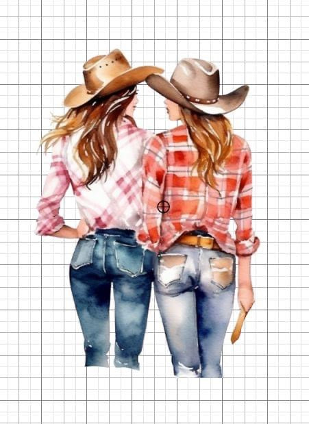 Best friends Cowgirls Western sublimation transfer Paper