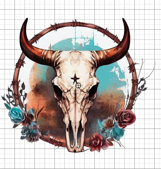 Bull skull Western sublimation transfer Paper