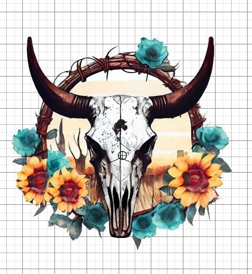 Bull skull Western sublimation transfer Paper
