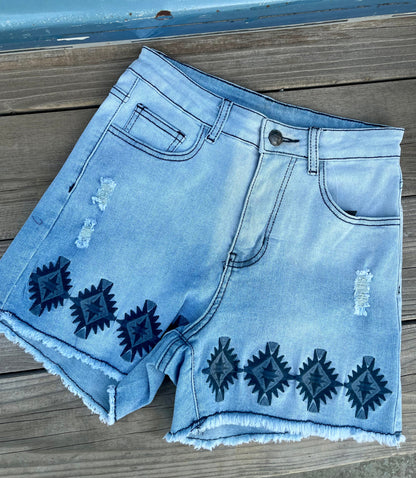 Aztec Denim Shorts- SALE