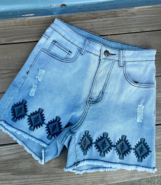 Aztec Denim Shorts- SALE