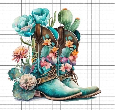 Turquoise Cowgirl Boots sublimation transfer paper