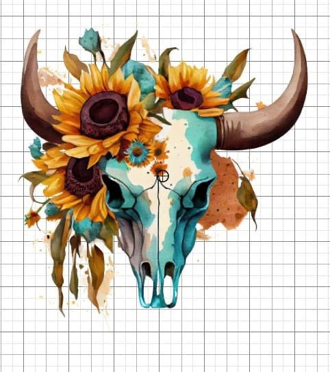 Bull skull Western sublimation transfer Paper