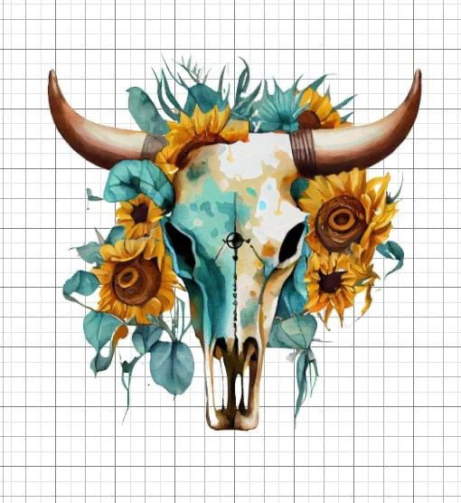 Bull skull Western sublimation transfer Paper