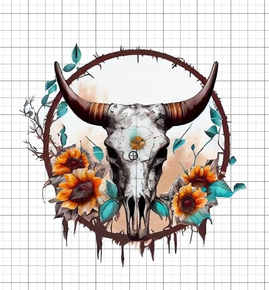 Bull skull Western sublimation transfer Paper