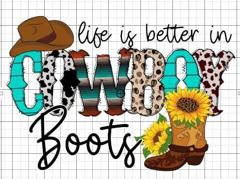 Life is better in cowboy boots sublimation transfer Paper