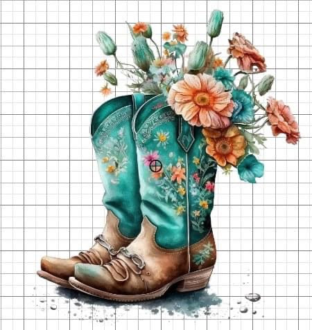 Turquoise Cowgirl Boots sublimation transfer paper