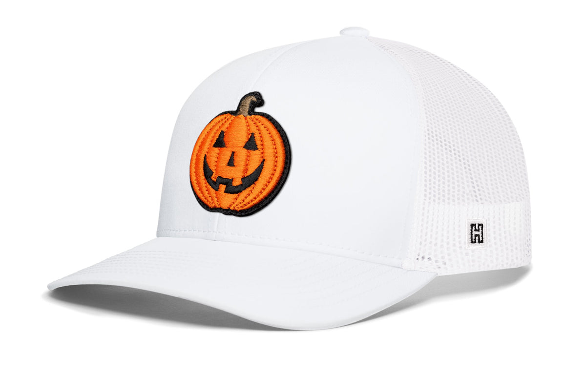 Jack-O-Lantern Trucker Hat Trucker Hat  |  Black Pumpkin Snapback