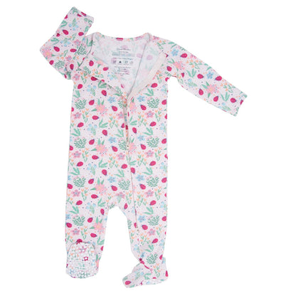 Ladybug Flower Garden Zipper Footie