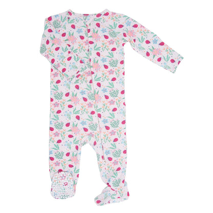 Ladybug Flower Garden Zipper Footie