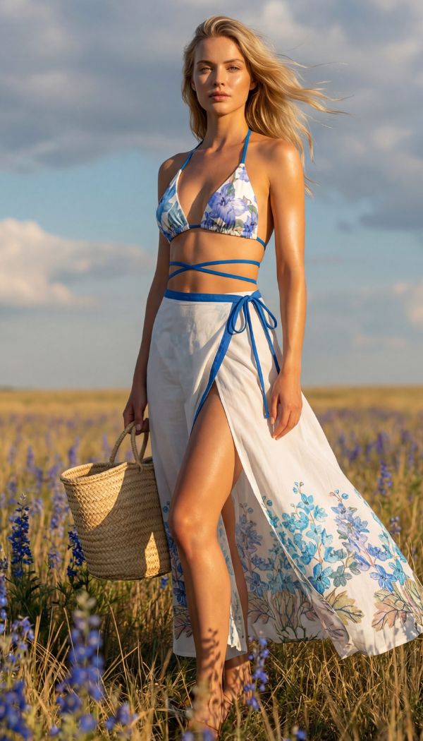 Lara Wrap Skirt in Larkspur Riviera