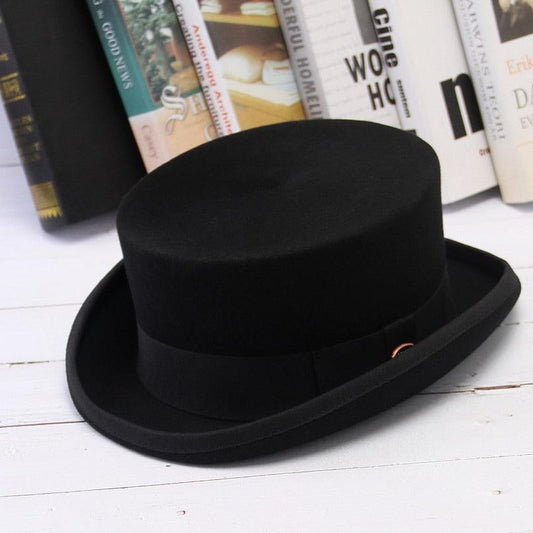 Men Simple Classic Wool Hat For Men/Women New Pork Pie Hat Men's Porkpie Breathable Hats Flat Top Men's Fedora Hat Party Costume Fedoras Black Hats