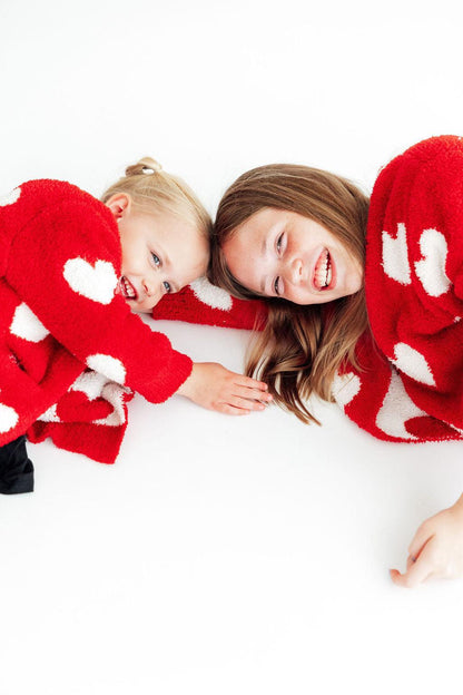 Red/Coconut Heart Cozy Cardigan