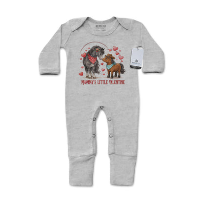 Mommy's Little Valentine Cowboy - Infant Western Boys One-Piece Footed Pajamas W/Mittens
