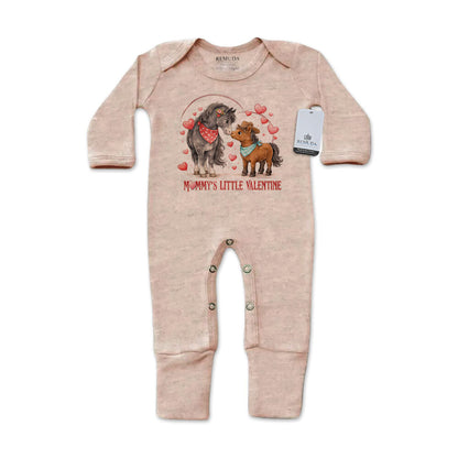 Mommy's Little Valentine Cowboy - Infant Western Boys One-Piece Footed Pajamas W/Mittens
