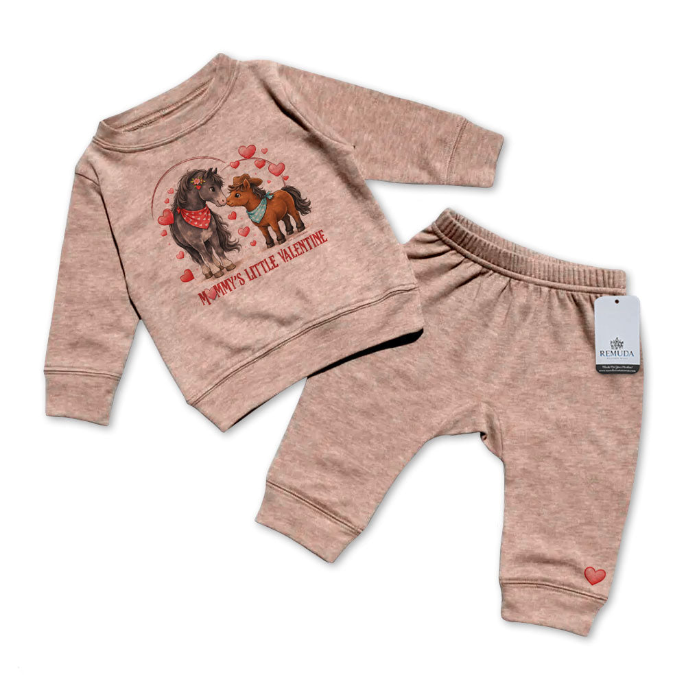 Mommy's Little Valentine Cowboy - Infant Boys Western 2 Piece Sweatsuit