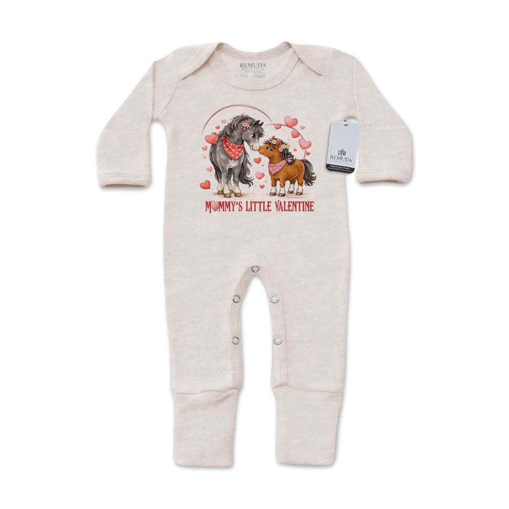 Mommy's Little Valentine Cowgirl - Infant Western Girls One-Piece Footed Pajamas W/Mittens