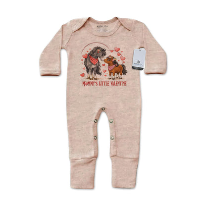 Mommy's Little Valentine Cowgirl - Infant Western Girls One-Piece Footed Pajamas W/Mittens