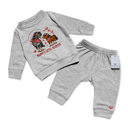 Mommy's Little Valentine Cowgirl - Infant Girls Western 2 Piece Sweatsuit