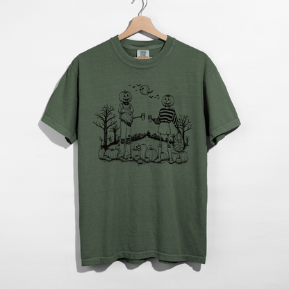 Pumpkin Besties Halloween Graphic Tee | Vintage Spooky Season Shirt for Women
