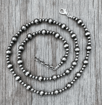 Multi Size Silver Pearl Necklace