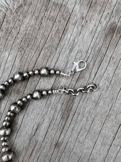 Multi Size Silver Pearl Necklace
