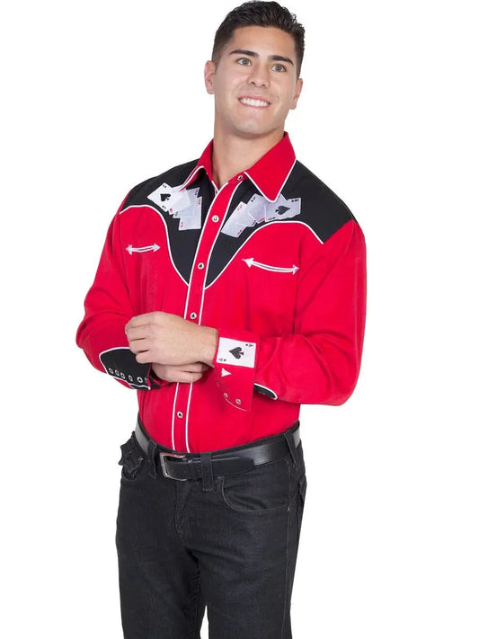 Scully Four Ace Embroidery - Men's Western Shirt