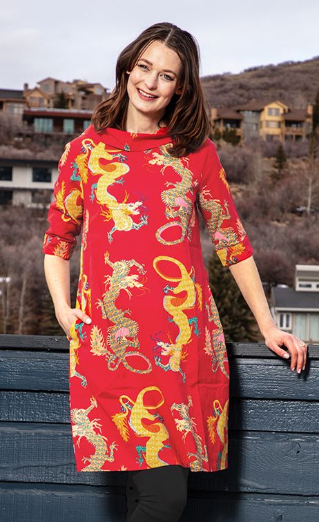Audrey Retro Dress Red Dragons