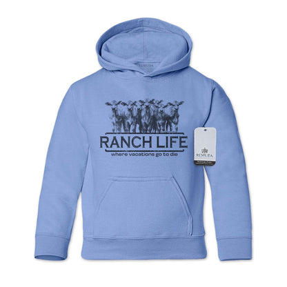 Ranch Life Where Vacations Go To Die - Youth Western Pullover Hoodie