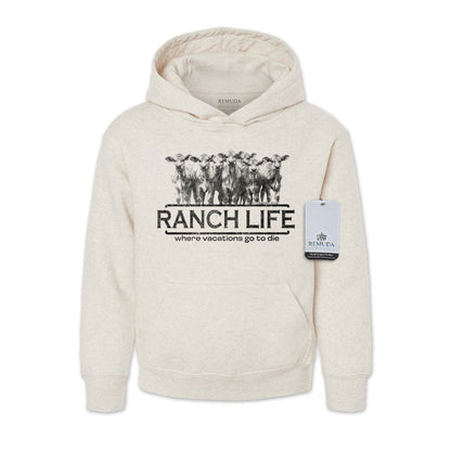Ranch Life Where Vacations Go To Die - Youth Western Pullover Hoodie