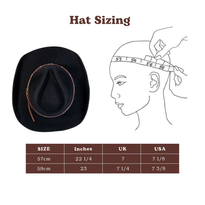 Raven Black Felt Cowboy Hat