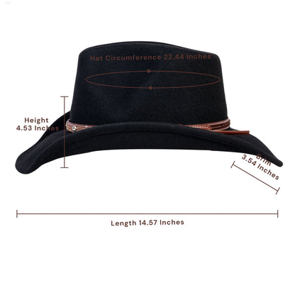 Raven Black Felt Cowboy Hat