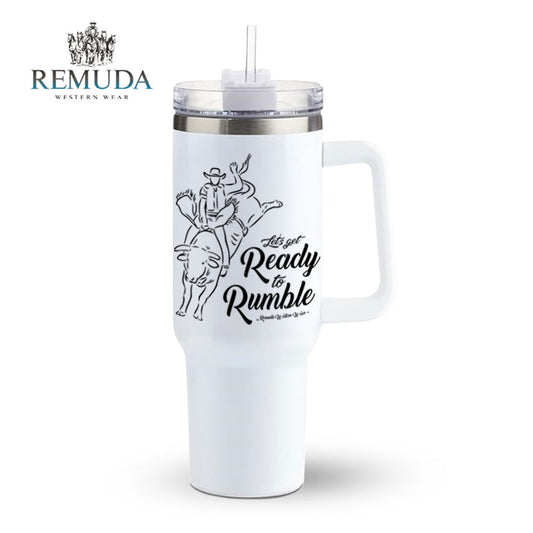 Ready To Rumble Bull Rider - Insulated Western Tumbler w/ Handle