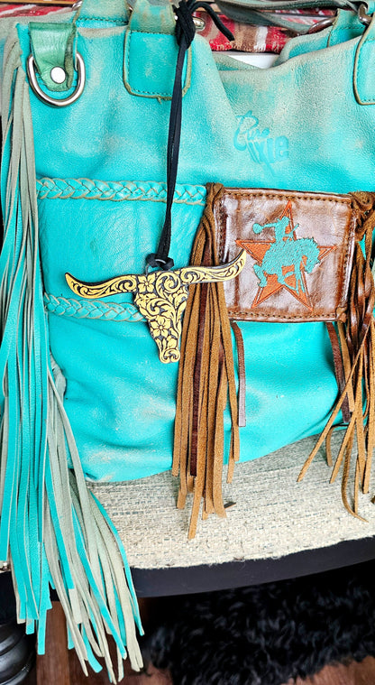 3d Print Tooled Longhorn Keychain or Purse Charm Ornament - Made in America - choice of colors