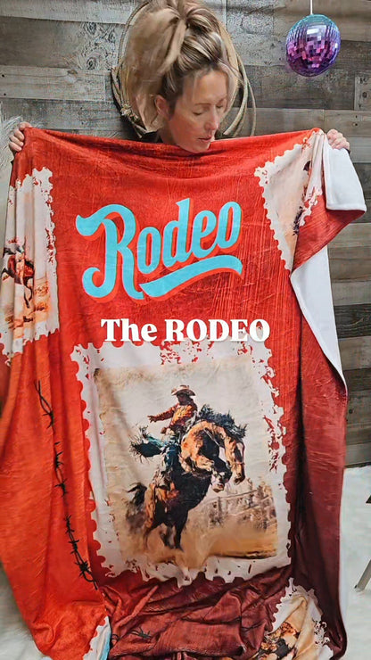 Old Rodeo Western Throw Blanket 60" x 80" Ultra Soft Made in America