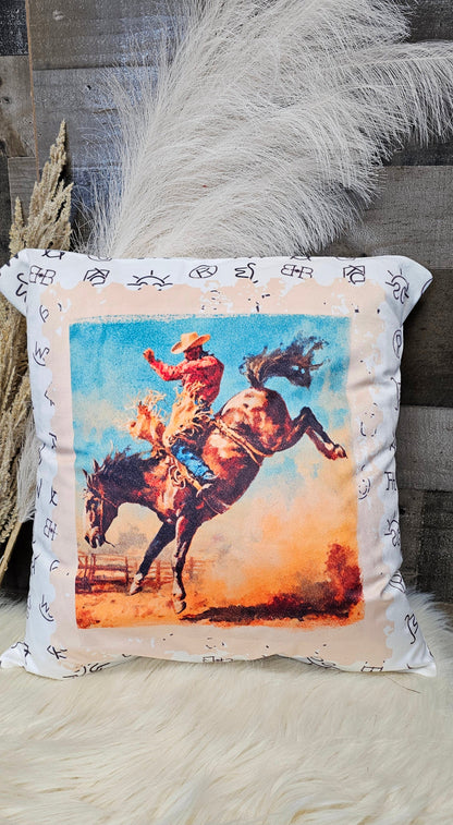 Baha Ranch Stamped Rodeo 2 Velvety Soft Pillow Case Made in America